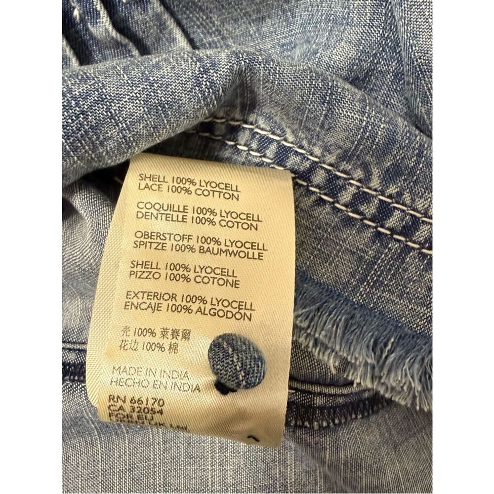 ANTHROPOLOGIE Pilcro Denim Pintuck Henley Blouse - Picture 12 of 14